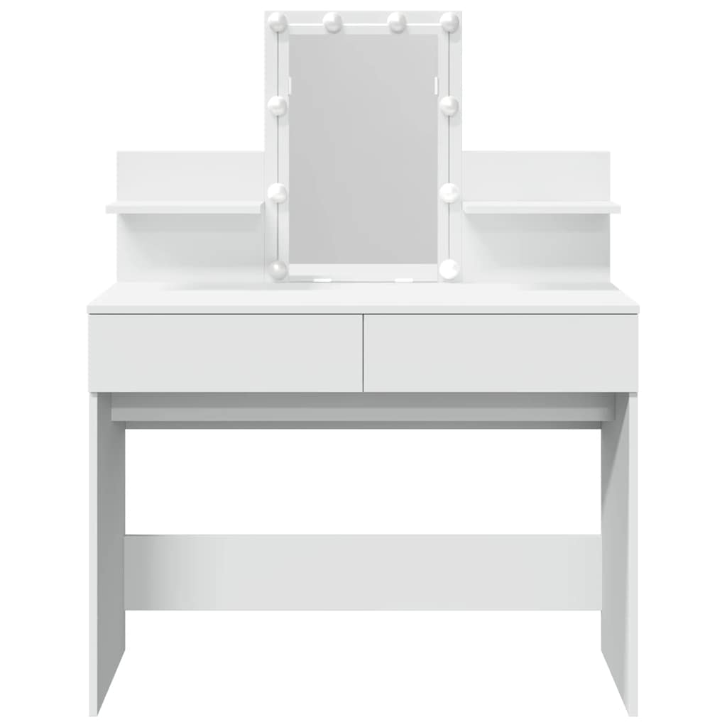vidaXL Dressing Table with LED White 100x40x130 cm