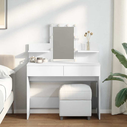vidaXL Dressing Table with LED White 100x40x130 cm