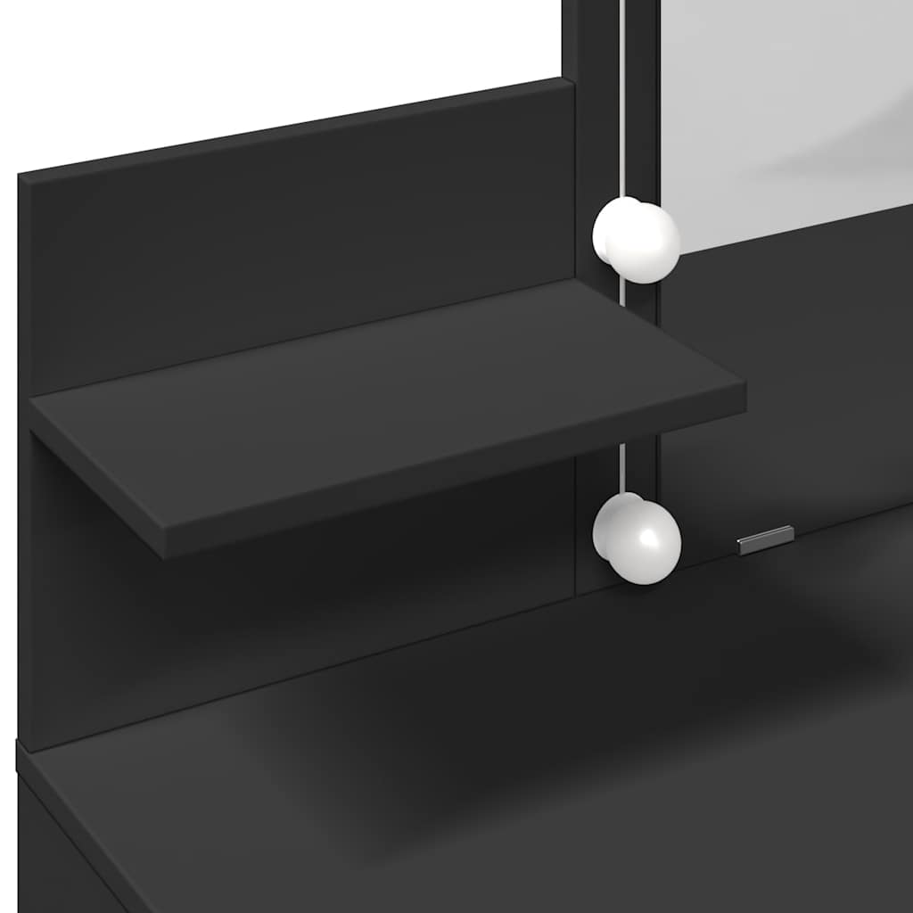vidaXL Dressing Table with LED Black 100x40x130 cm
