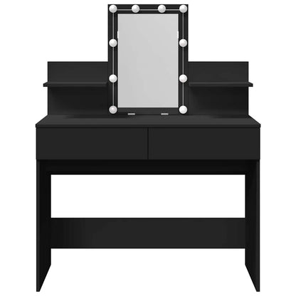 vidaXL Dressing Table with LED Black 100x40x130 cm