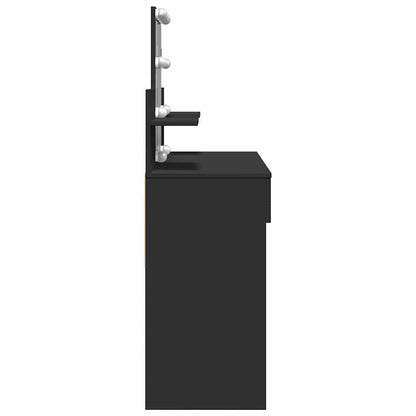 vidaXL Dressing Table with LED Black 100x40x130 cm