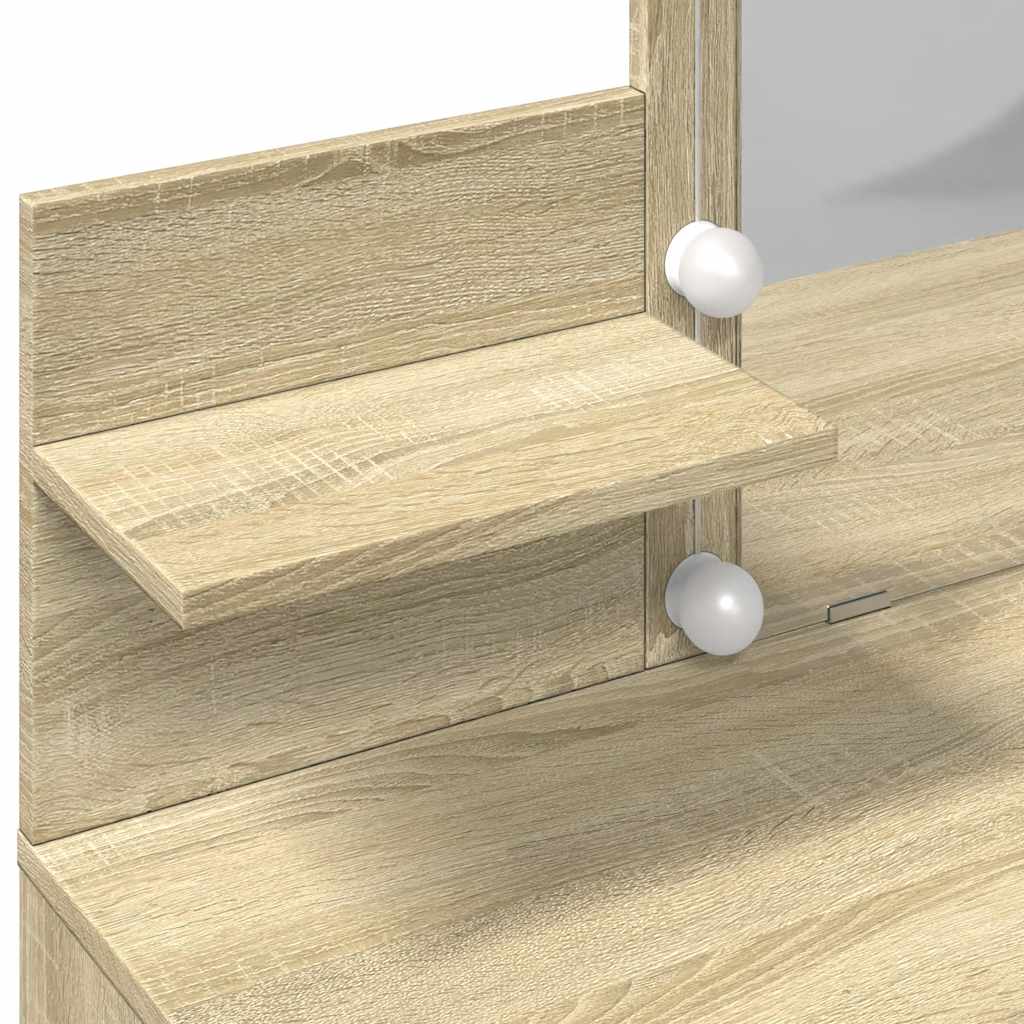 vidaXL Dressing Table with LED Sonoma Oak 100x40x130 cm
