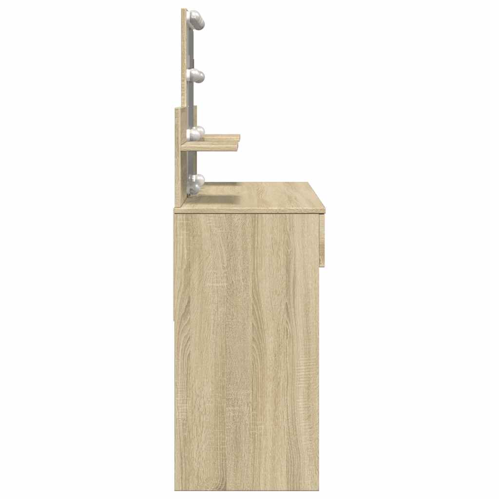 vidaXL Dressing Table with LED Sonoma Oak 100x40x130 cm