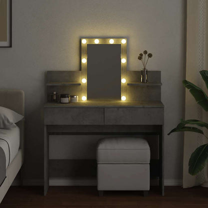 vidaXL Dressing Table with LED Concrete Grey 100x40x130 cm
