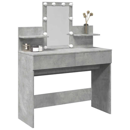 vidaXL Dressing Table with LED Concrete Grey 100x40x130 cm
