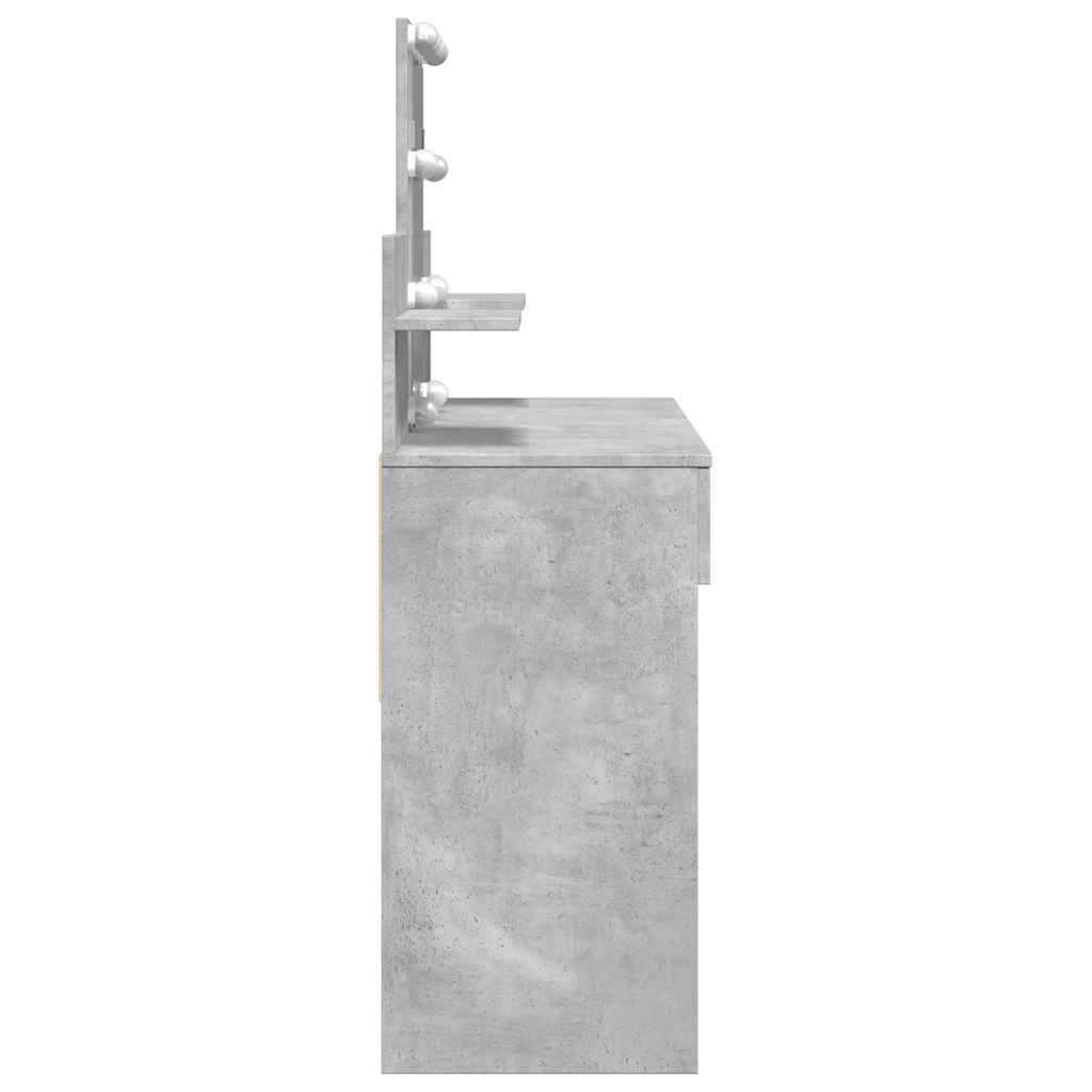 vidaXL Dressing Table with LED Concrete Grey 100x40x130 cm