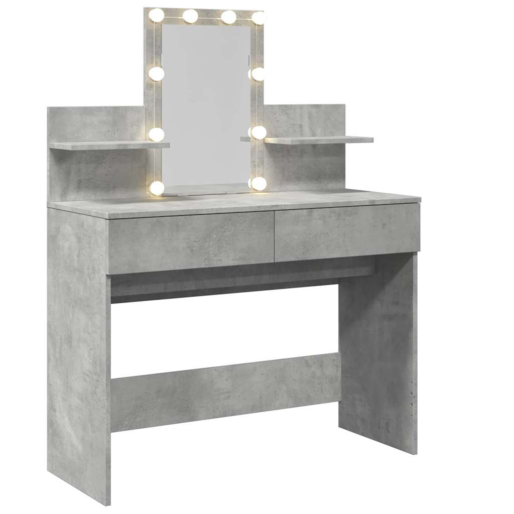 vidaXL Dressing Table with LED Concrete Grey 100x40x130 cm
