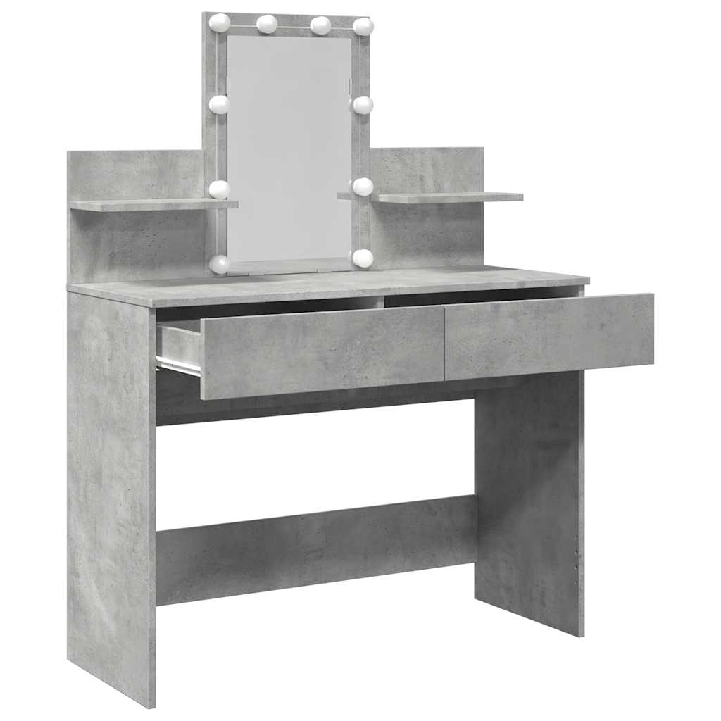 vidaXL Dressing Table with LED Concrete Grey 100x40x130 cm