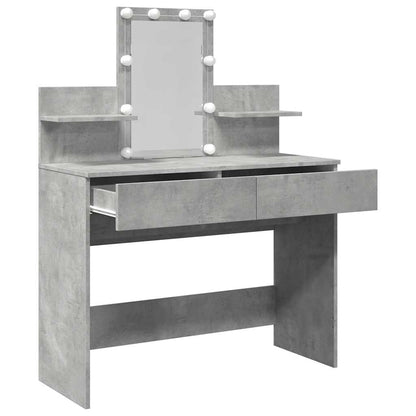 vidaXL Dressing Table with LED Concrete Grey 100x40x130 cm