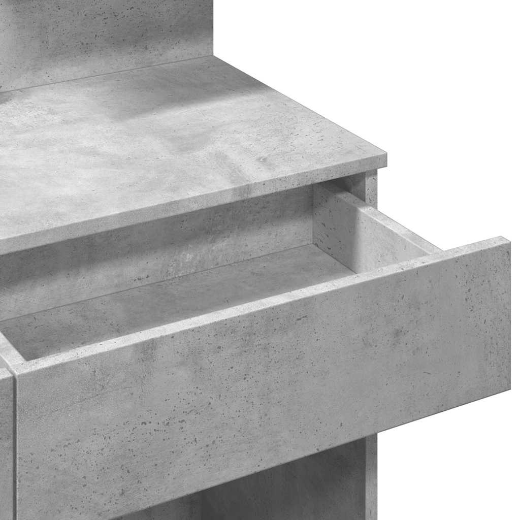 vidaXL Dressing Table with LED Concrete Grey 100x40x130 cm
