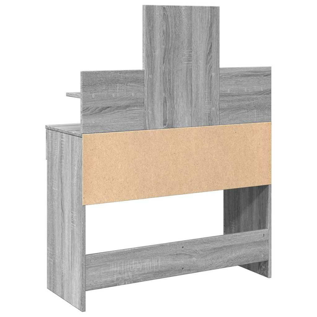 vidaXL Dressing Table with LED Grey Sonoma 100x40x130 cm