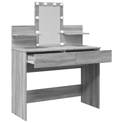 vidaXL Dressing Table with LED Grey Sonoma 100x40x130 cm
