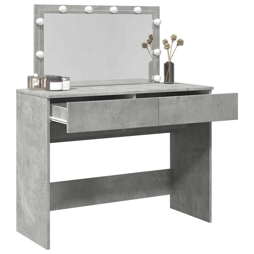 vidaXL Dressing Table with LED Concrete Grey 100x40x120 cm