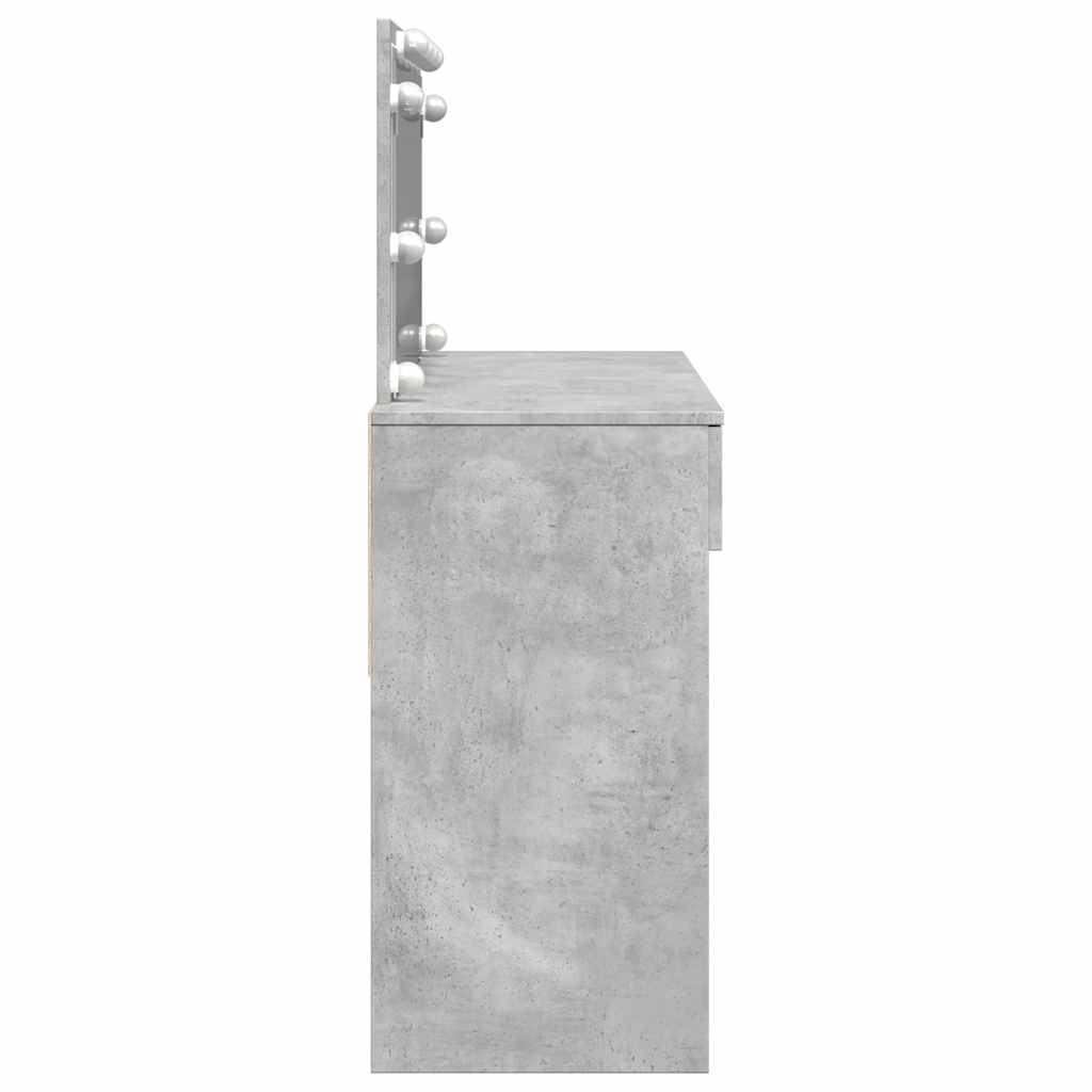 vidaXL Dressing Table with LED Concrete Grey 100x40x120 cm