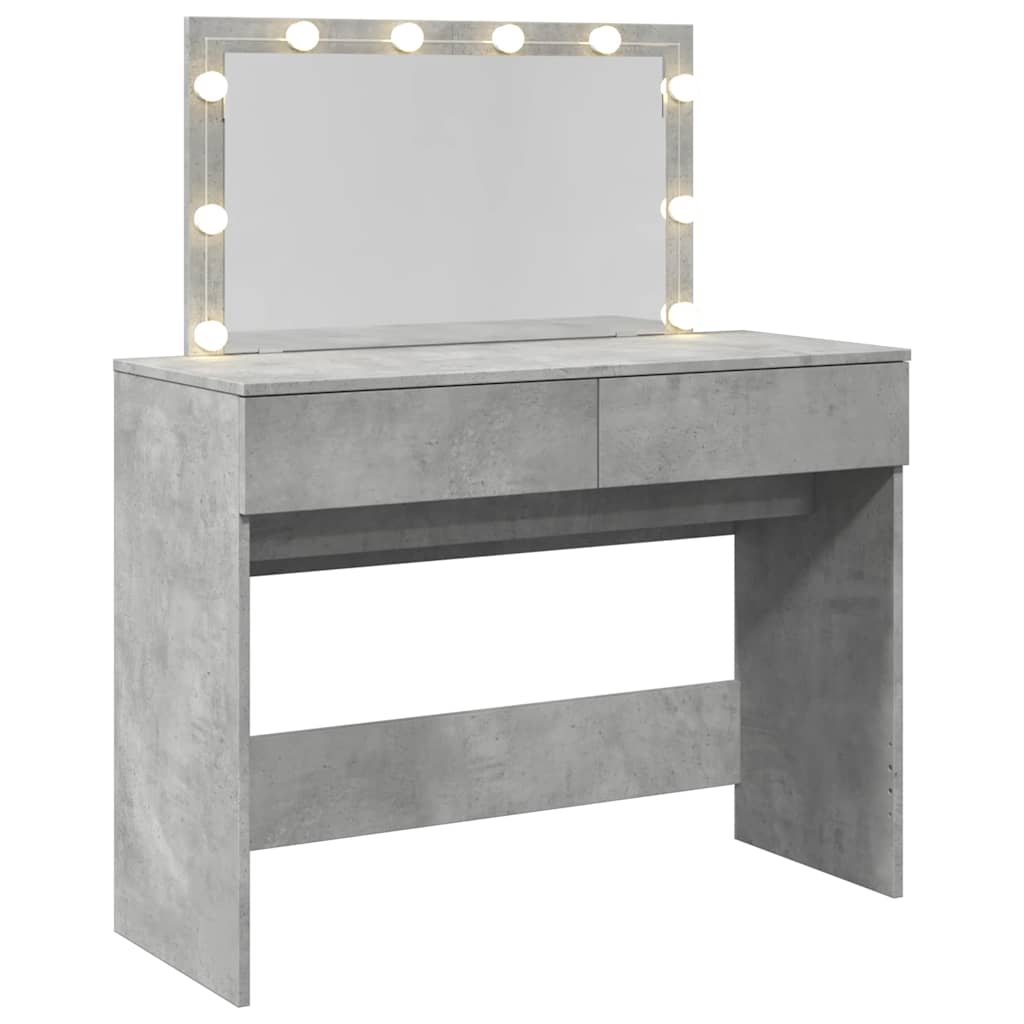 vidaXL Dressing Table with LED Concrete Grey 100x40x120 cm