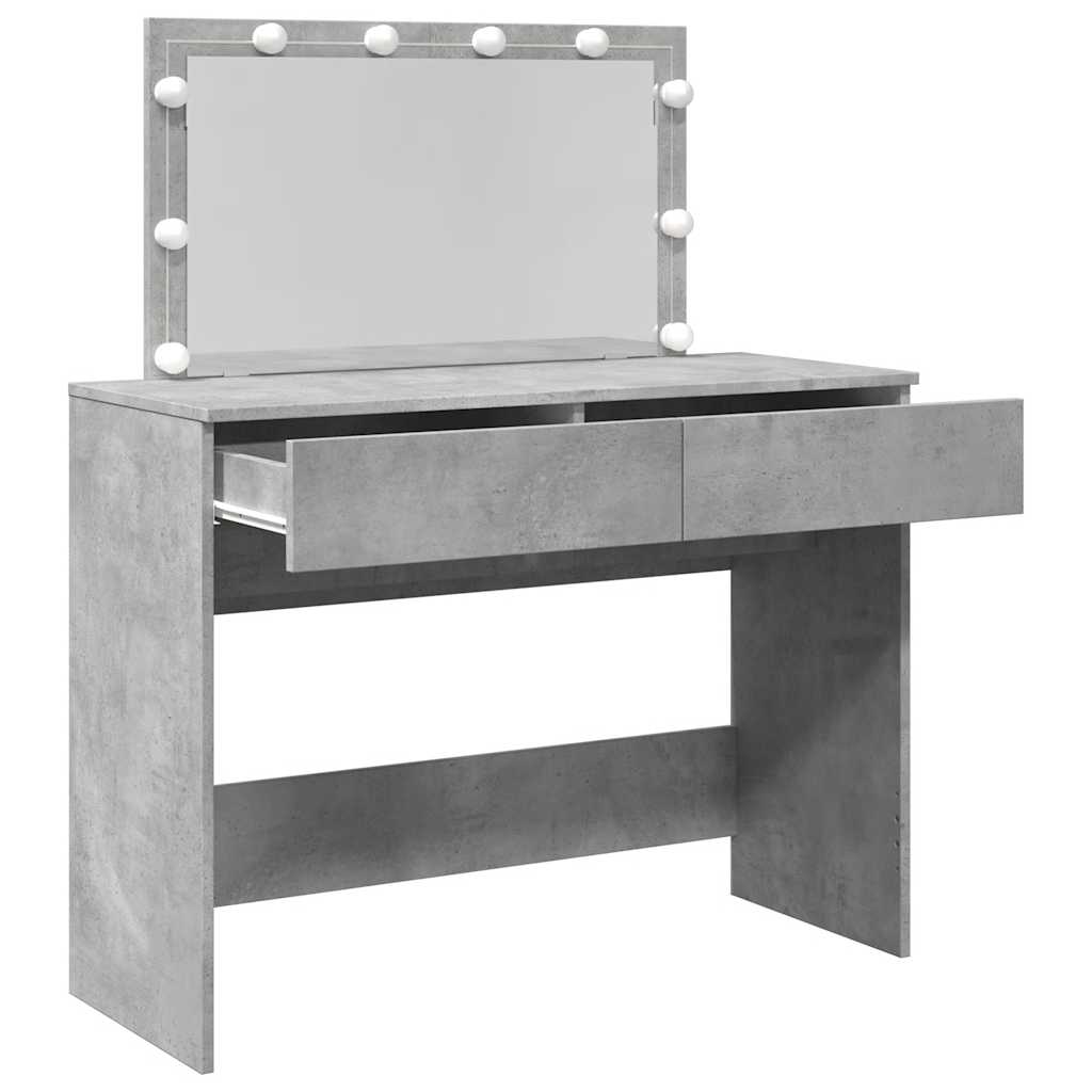 vidaXL Dressing Table with LED Concrete Grey 100x40x120 cm