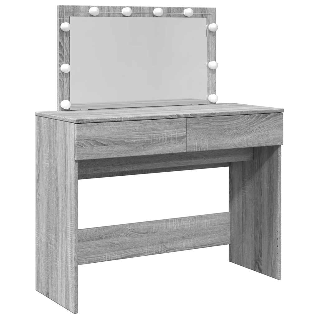 vidaXL Dressing Table with LED Grey Sonoma 100x40x120 cm
