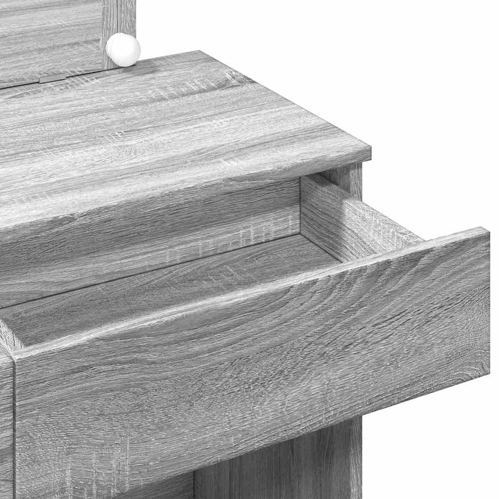 vidaXL Dressing Table with LED Grey Sonoma 100x40x120 cm