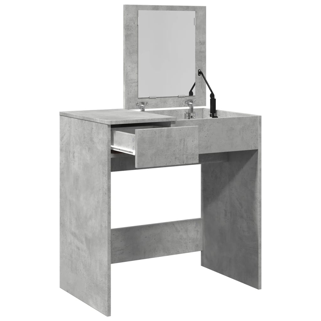 vidaXL Dressing Table with Mirror Concrete Grey 73x46.5x120 cm