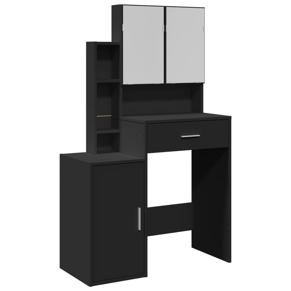 vidaXL Dressing Table with Cabinet Black 80x35x132 cm