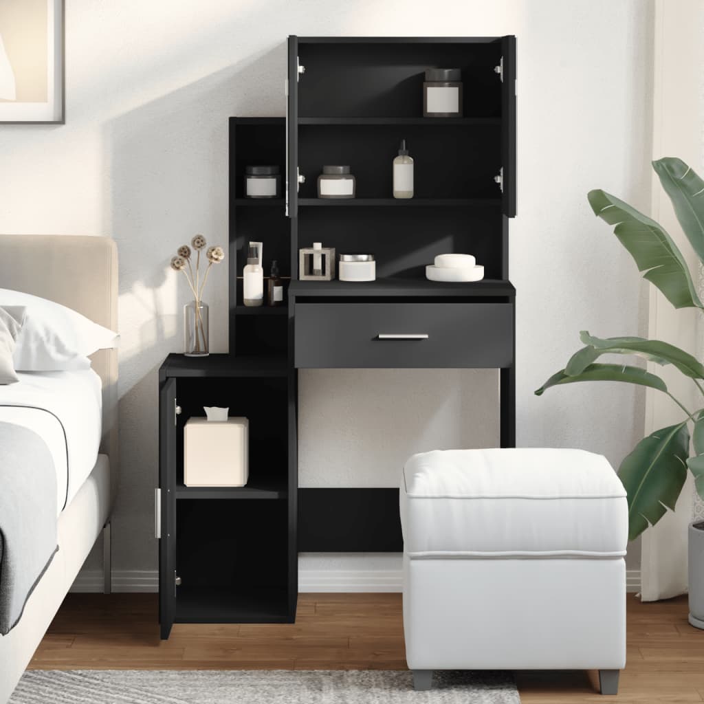 vidaXL Dressing Table with Cabinet Black 80x35x132 cm