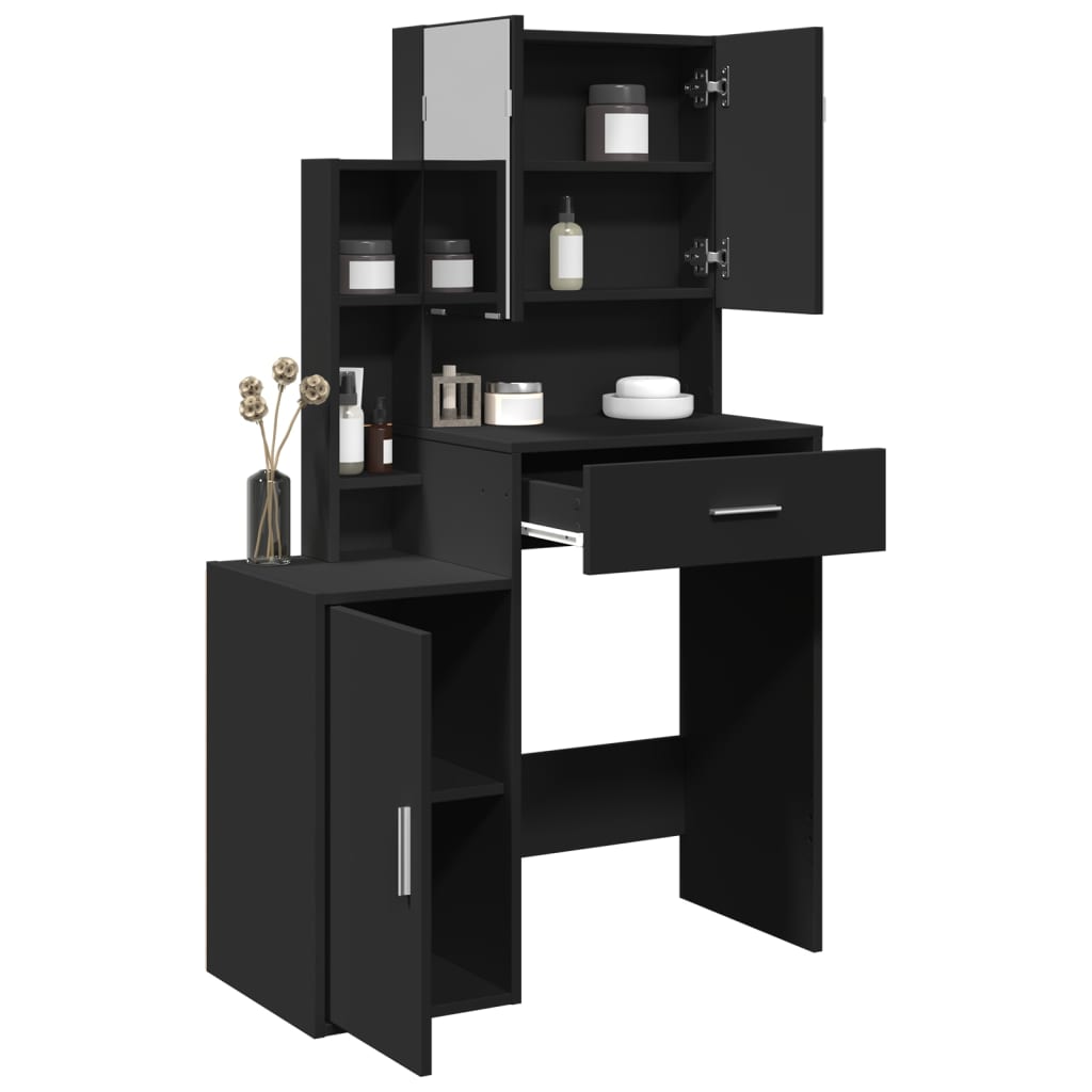 vidaXL Dressing Table with Cabinet Black 80x35x132 cm