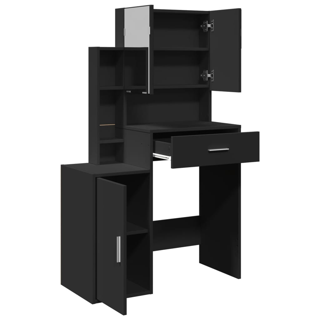 vidaXL Dressing Table with Cabinet Black 80x35x132 cm
