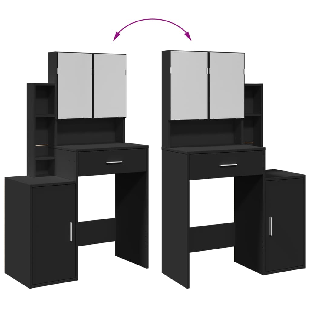 vidaXL Dressing Table with Cabinet Black 80x35x132 cm