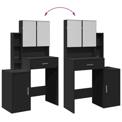 vidaXL Dressing Table with Cabinet Black 80x35x132 cm