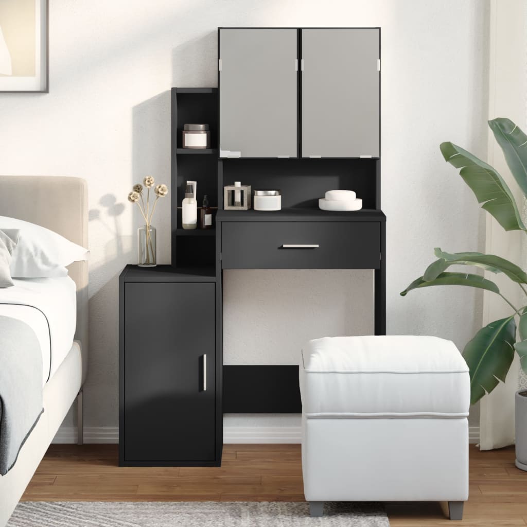 vidaXL Dressing Table with Cabinet Black 80x35x132 cm