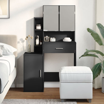 vidaXL Dressing Table with Cabinet Black 80x35x132 cm