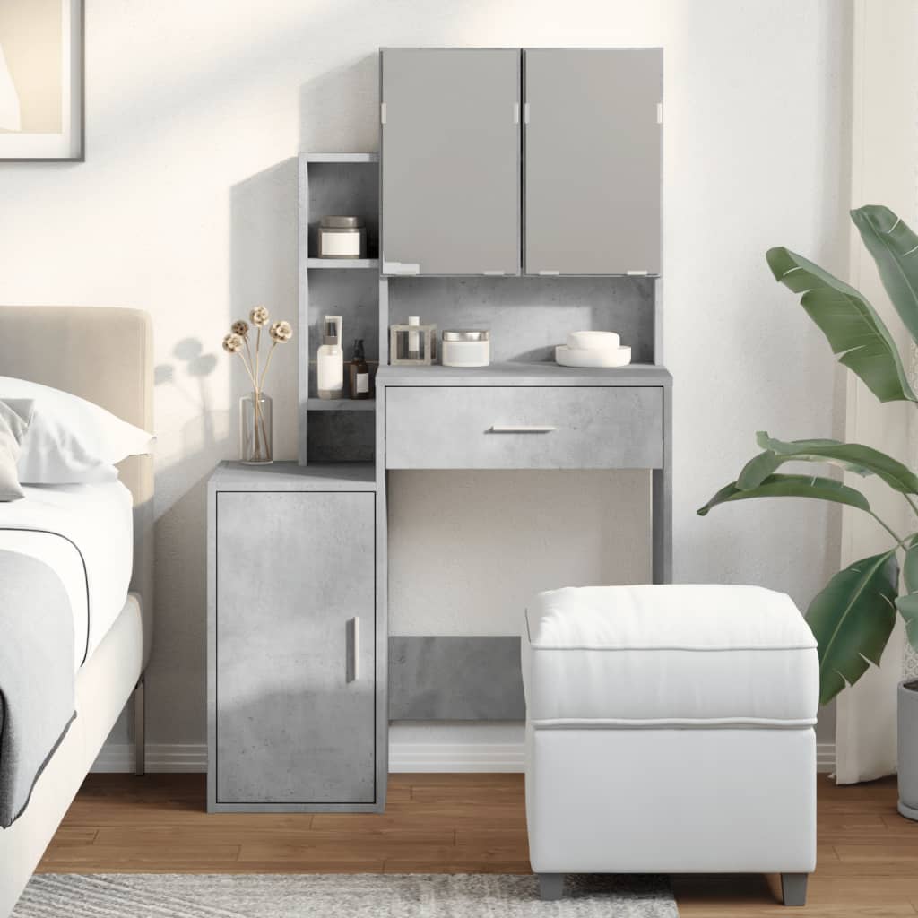 vidaXL Dressing Table with Cabinet Concrete Grey 80x35x132 cm