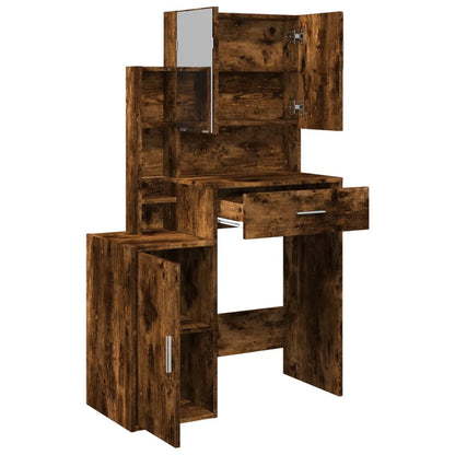 vidaXL Dressing Table with Cabinet Smoked Oak 80x35x132 cm