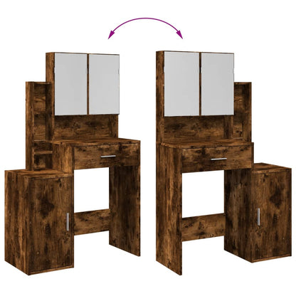 vidaXL Dressing Table with Cabinet Smoked Oak 80x35x132 cm