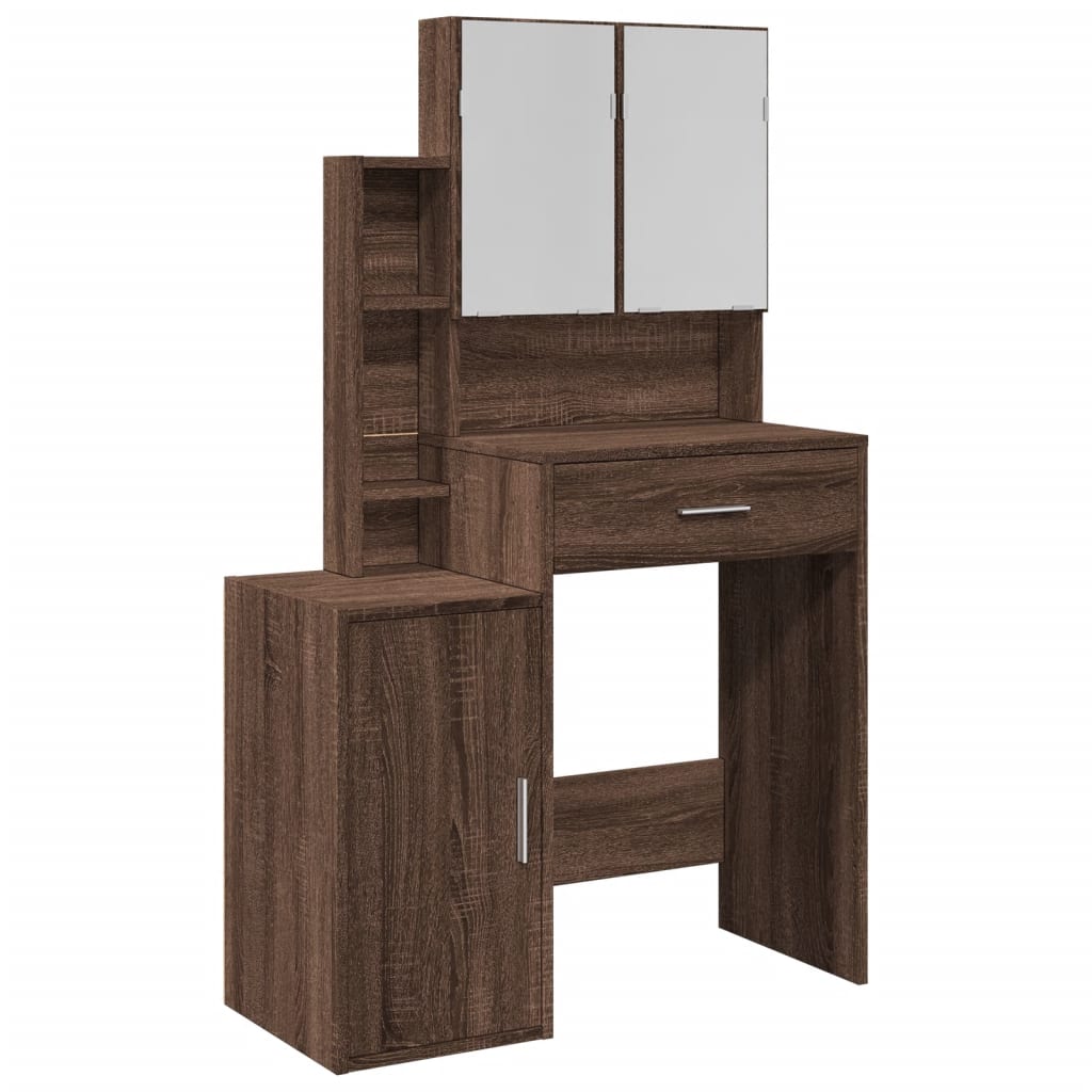 vidaXL Dressing Table with Cabinet Brown Oak 80x35x132 cm