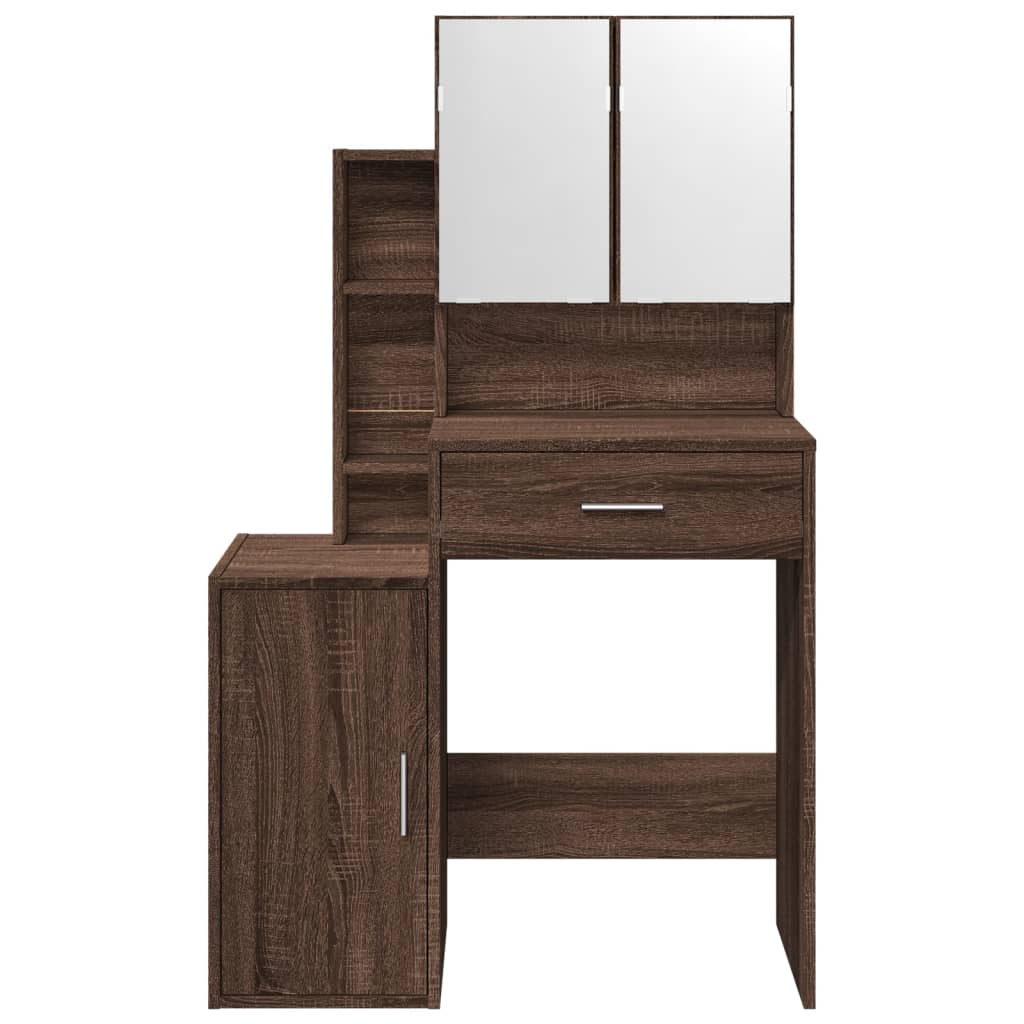 vidaXL Dressing Table with Cabinet Brown Oak 80x35x132 cm
