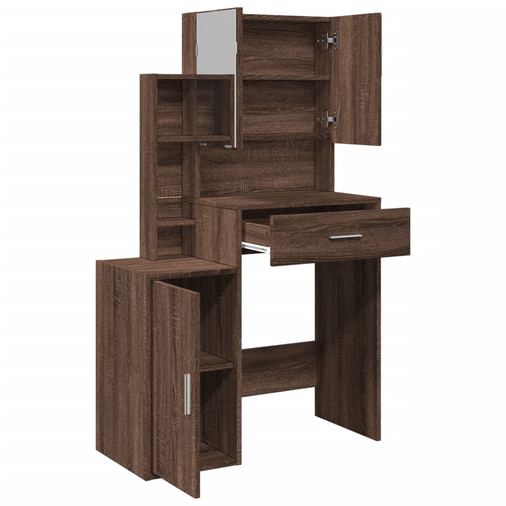 vidaXL Dressing Table with Cabinet Brown Oak 80x35x132 cm