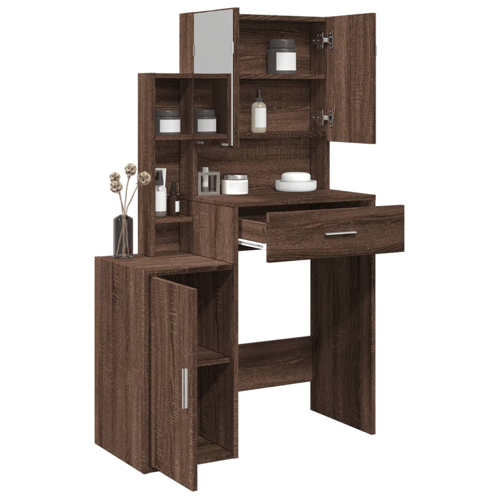 vidaXL Dressing Table with Cabinet Brown Oak 80x35x132 cm