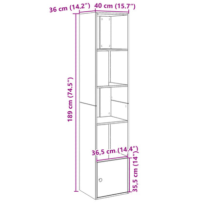 vidaXL Bookcase Grey Sonoma 40x36x189 cm Engineered Wood