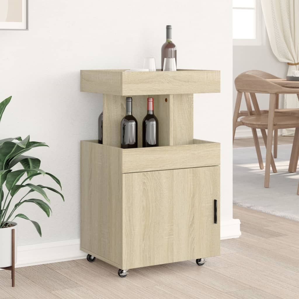 vidaXL Bar Cart Sonoma Oak 50x41x89 cm Engineered Wood