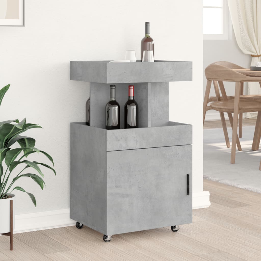 vidaXL Bar Cart Concrete Grey 50x41x89 cm Engineered Wood