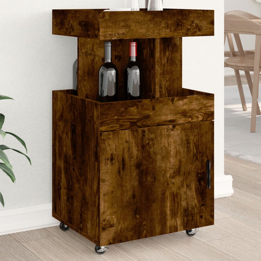 vidaXL Bar Cart Smoked Oak 50x41x89 cm Engineered Wood