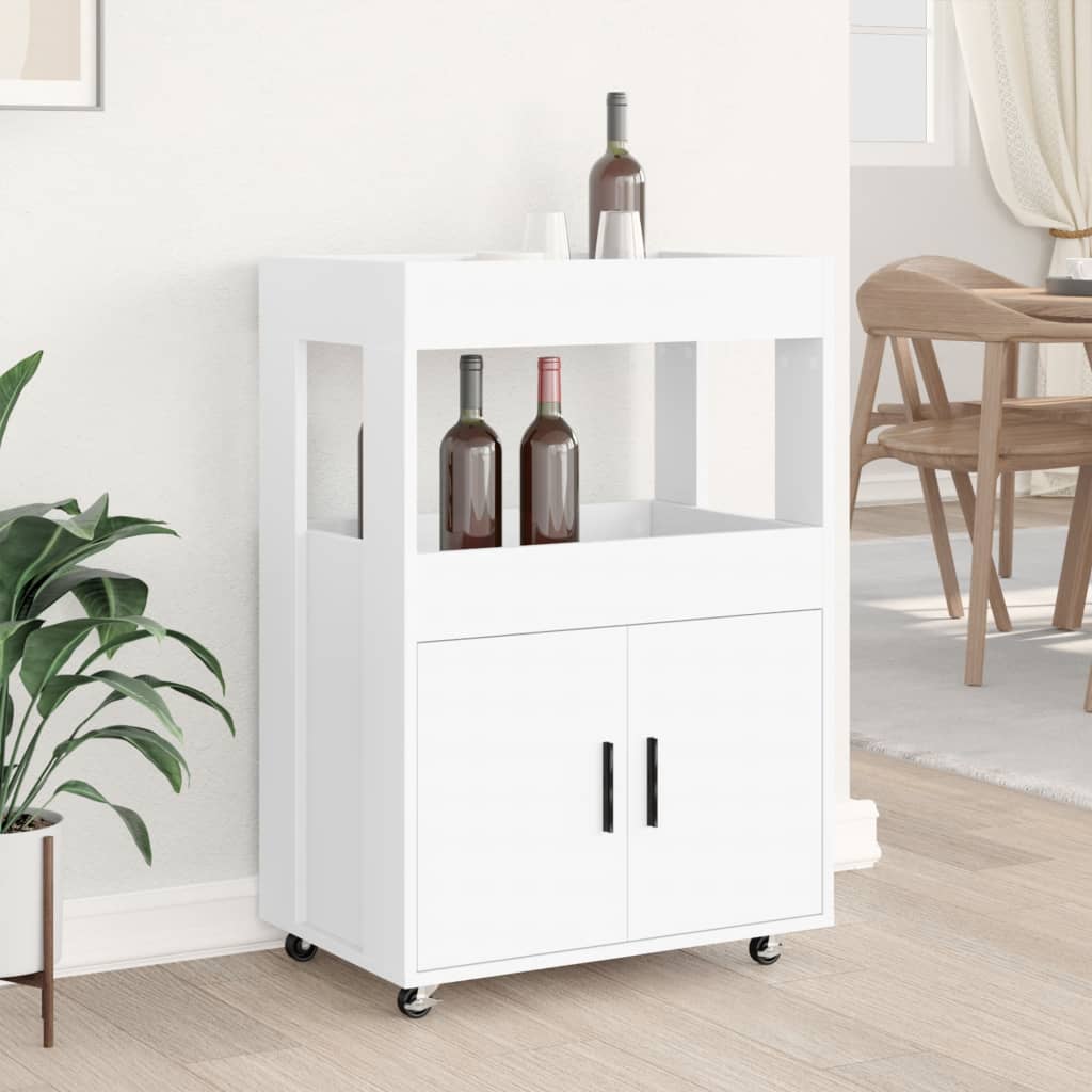 vidaXL Bar Cart White 60x39,5x89 cm Engineered Wood