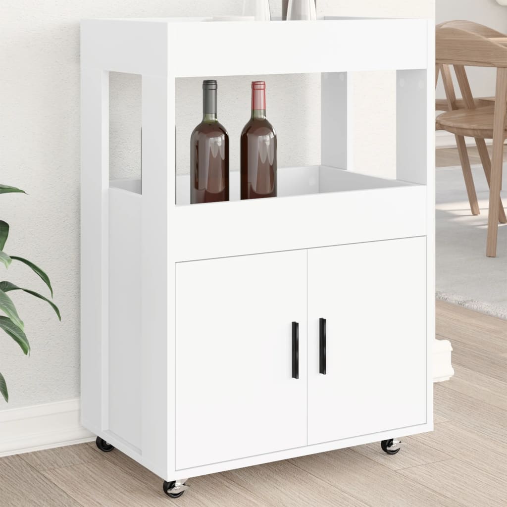 vidaXL Bar Cart White 60x39,5x89 cm Engineered Wood