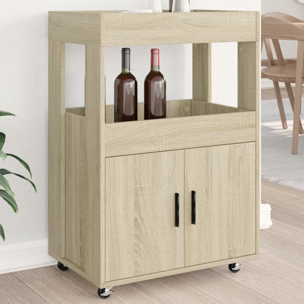vidaXL Bar Cart Sonoma Oak 60x39,5x89 cm Engineered Wood