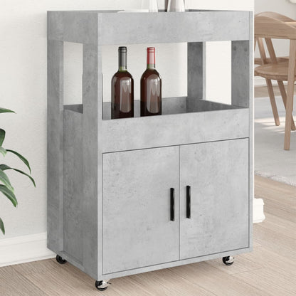 vidaXL Bar Cart Concrete Grey 60x39,5x89 cm Engineered Wood