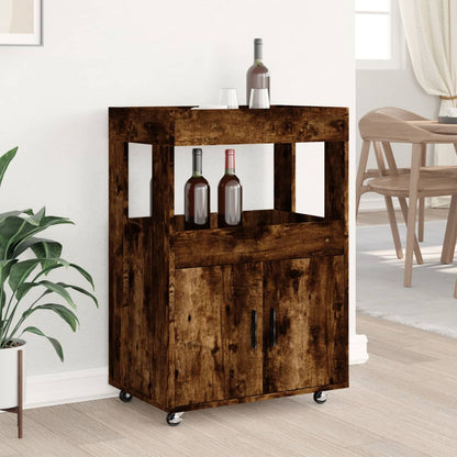 vidaXL Bar Cart Smoked Oak 60x39,5x89 cm Engineered Wood