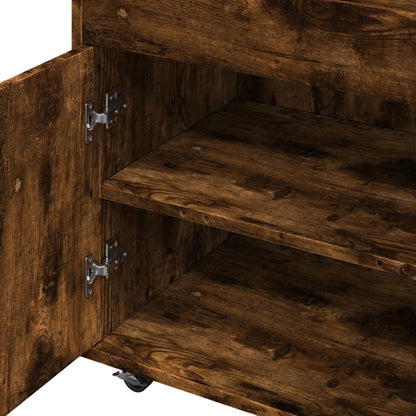vidaXL Bar Cart Smoked Oak 60x39,5x89 cm Engineered Wood