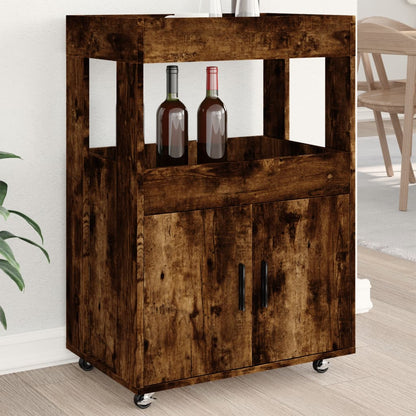 vidaXL Bar Cart Smoked Oak 60x39,5x89 cm Engineered Wood