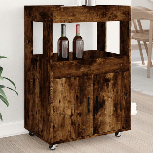 vidaXL Bar Cart Smoked Oak 60x39,5x89 cm Engineered Wood